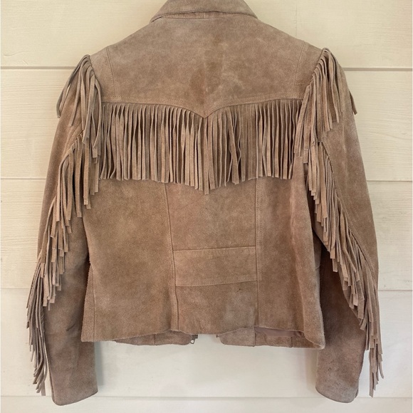 Vintage 80s fringe leather jacket sz Small - Picture 4 of 4
